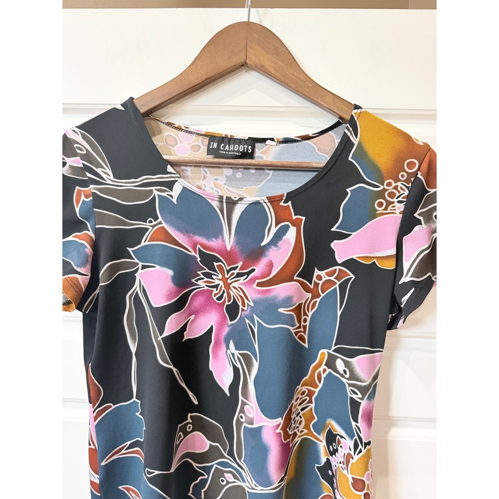 In Cahoots Multicolor Floral Print Short Sleeve Top Medium Fairycore Y2K - Picture 3 of 7